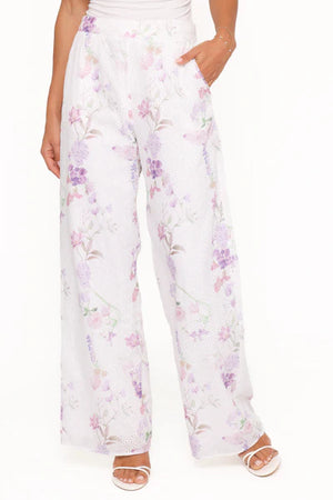 Fitted Pant in Purple Floral