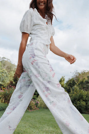 Fitted Pant in Purple Floral